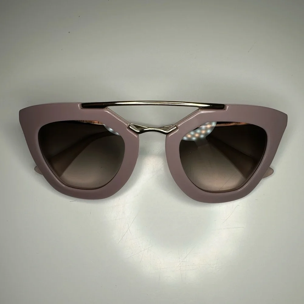 Prada Cinema Iconic Cat Eye Sunglasses 09Q Opal Pink Gold Aviator Gradient - Picture 4 of 14